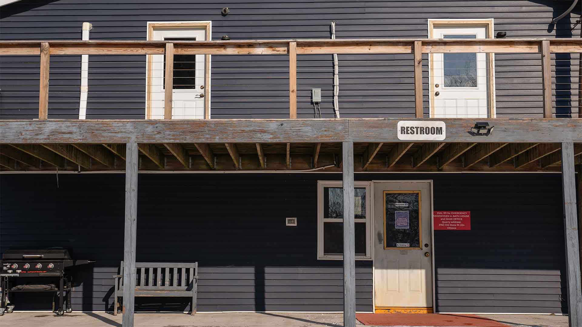 Modern bathhouse facilities with hot showers at Gilboa Quarry campground